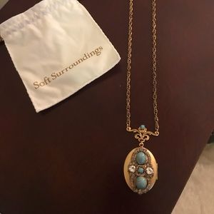 Antique Brass Locket Long Necklace